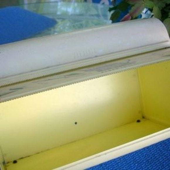 ❤️1940 METAL PAINTED WITH FLOWERS KITCHEN WAX PAPER & PAPER TOWEL HOLDER Saran - Picture 4 of 8